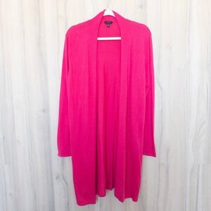 Talbots Womens Open Front Cardigan Sweater Size M Pink Preppy Classic Office